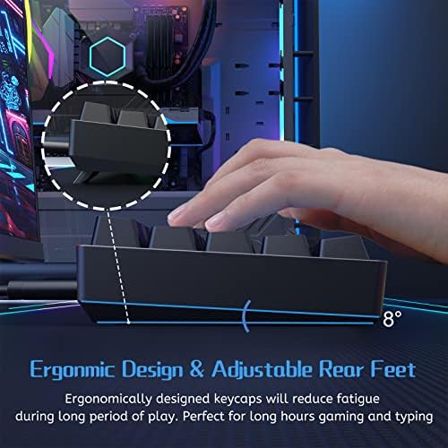 DIERYA 60% Mechanical Keyboard, DK61se Wired Gaming Keyboard with Red Switches, LED Backlit Ultra-Compact 61 Keys Mini Office Keyboard for Windows Laptop PC Gamer Typist（Black）
