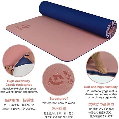 Gruper Yoga Mat Non Slip, Eco Friendly Exercise Mat with Carrying Strap