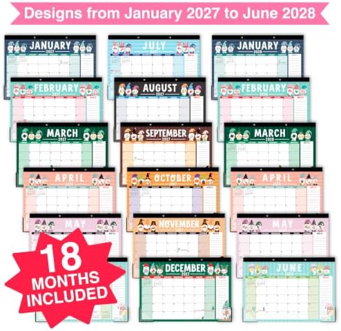 Large Desk Calendar 2027 - Desktop Calendar 2027-2028