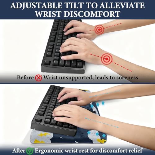 Ergonomic Keyboard Stand with Cute Monster Memory Foam Wrist Rest