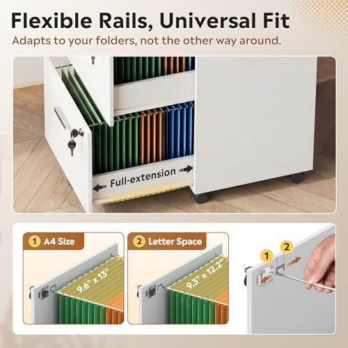 DEVAISE 3 Drawer Wood Filing Cabinet with Upgrade to 3 Individual Locks