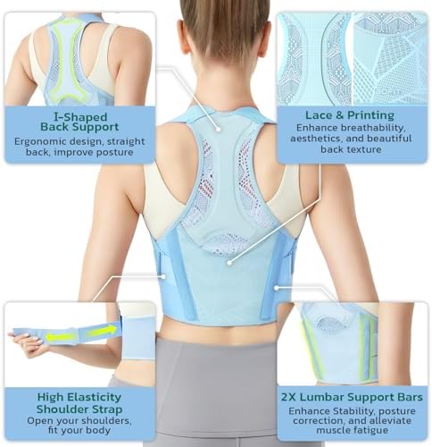 AOFIT Posture Corrector for Women, Lightweight Back Brace Blue S