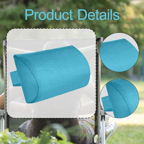 Head Pillow Recliner Headrest Pillow Portable with Strap Neck Cushion for Armchairs Folding Chairs Beach Chairs, Lake Blue