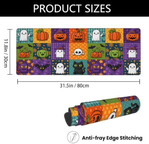 Halloween Large Mouse Pad Non-Slip Rubber Long Gaming Desk Mat