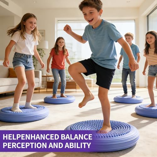 Wobble Cushion Balance Pad, Inflated Wiggle Seat for Office Chair & Home Seating, Sensory Chair Alternative for Core Stability, Posture Correction, Back Pain Relief with Air Pum