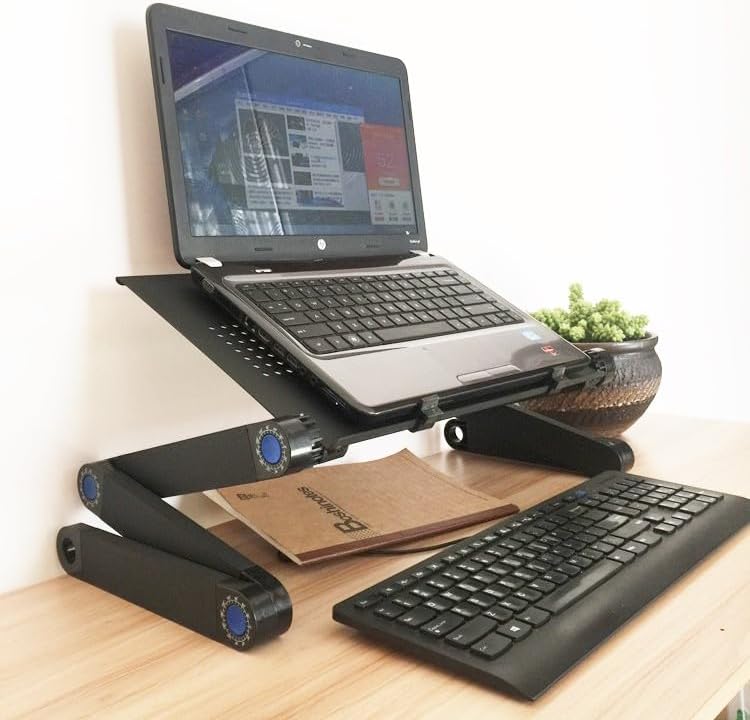 Adjustable Laptop Computer Lap Desk Portable Multifunctional Cooling Ergonomic Vented Table TV Bed Tray Stand Mount Holder(480 * 260mm, Black)