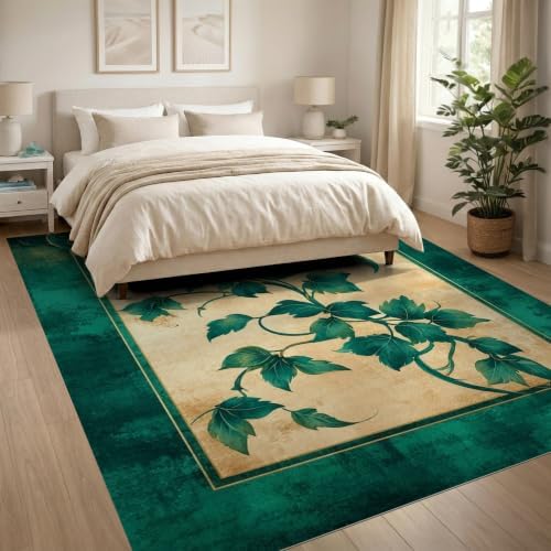 8'x10' Green Cat Cat-Inspired Vine Symmetry Ultra-Soft Area Rug