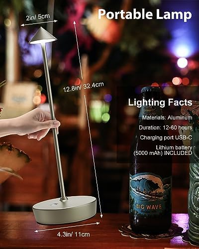 LED Cordless Table Lamp Rechargeable 6000mAh Battery Outdoor Desk Lamp
