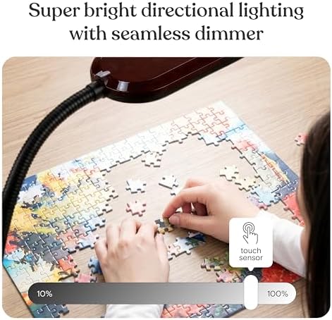 Brightech Litespan Slim LED Floor Reading Lamp - Modern Tall Lamp with Adjustable Gooseneck for Living Rooms & Offices - Dimmable Crafts Work Light - Brown