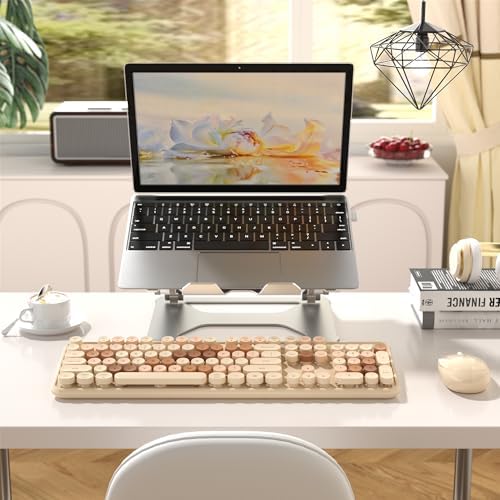 MPTOG Wireless Computer Keyboard and Mouse Combo (Milk-Tea Colorful)
