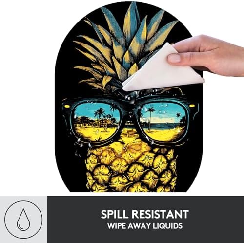 Small Mouse pad, Portable, Waterproof Non-Slip Rubber Bottom, Suitable for Wireless Mouse, Laptop Keyboard Tray for Both Men and Women, Office Travel 7.1x10.6in，Pineapple with Sunglasses