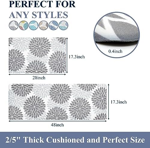 HEBE Two Types of Kitchen Rugs Made from Different Materials—Anti Fatigue Kitchen Rug Sets 2 Piece and Boho Kitchen Rugs Sets of 3 Non Slip Washable