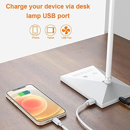 Vansuny Eye-Caring LED Desk Lamp, Reading Light with USB Charging Port