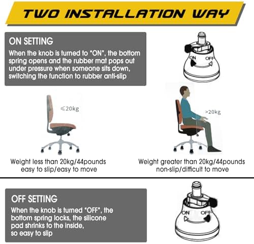 Bell Glides Replacement Office Chair, Caster Wheels Stopper Chair Feet with Separate Self Adhesive Felt Pads, Wheel for Carpet (Advanced Fixed feet-5PCS)