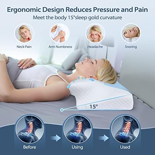 HOMCA Cervical Pillow, Ergonomic Memory Foam Neck Pillow for Pain Relief