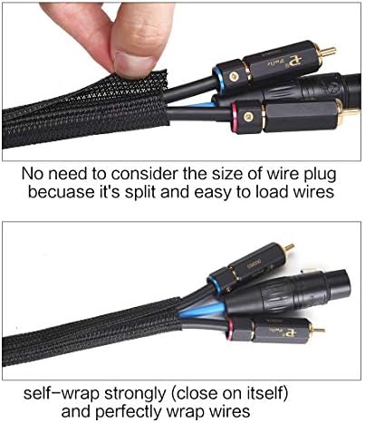Alex Tech 25ft - 1 inch Cord Protector Wire Loom Tubing Cable Sleeve Split Sleeving For USB Cable Power Cord Audio Video Cable – Protect Cat From Chewing Cords - Black