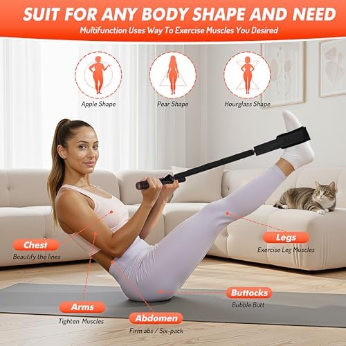Pedal Resistance Band with Handle | Upgraded 55LBS Exercise Resistance Bands for Core, Abs, Legs, Glutes, Arms, Strength, Physical Therapy, Pilates, Sit Up Workout Equipment for Women Home Gym