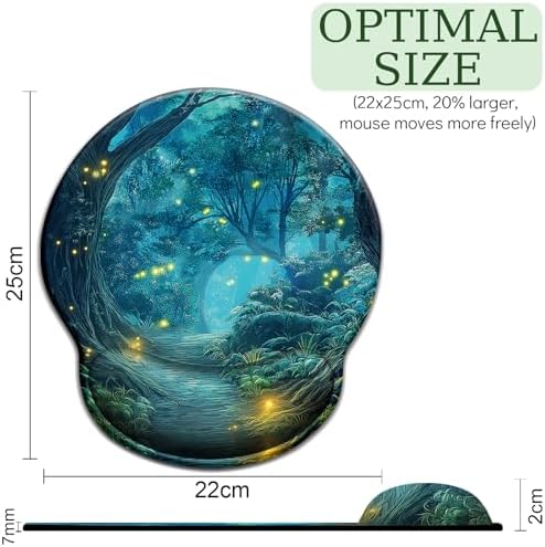 LIMKRIAN Firefly Forest Ergonomic Mouse Pad with Wrist Rest, 9.8 x 8.6in