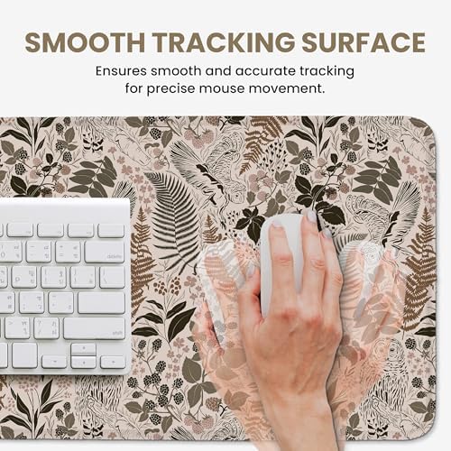 Aesthetic Desk Mat, Cute Magical Forest Desk Pad Protector for Work & Decor, 35.4" x 15.7", Pretty Non-Slip Extended Mouse Pad for Office or Home