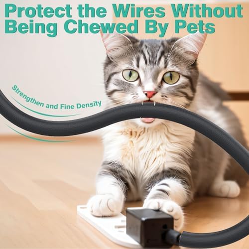 UOMTFAI Dog and Cat Cord Protector 25ft - 3/8inch, Flexible Cable Sleeve for Easy Cord Management, Protects Cables from Pets Chewing, Ideal for USB, Power, Audio and Video Cords - Black