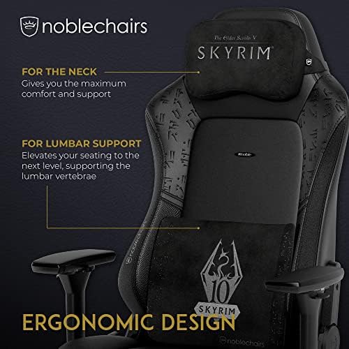 noblechairs Memory Foam Lumbar-Support Pillow, Office and Gaming-Chair Cushion Set - Skyrim Edition