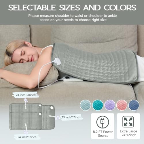 Heating Pad for Back Neck & Period Cramps, Auto Shut Off, Gray