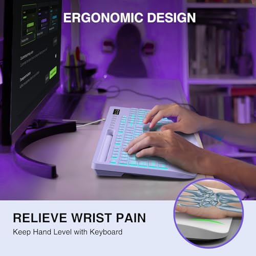 SABLUTE Wired Large Print Backlit Computer Keyboard with Wrist Rest(Purple)