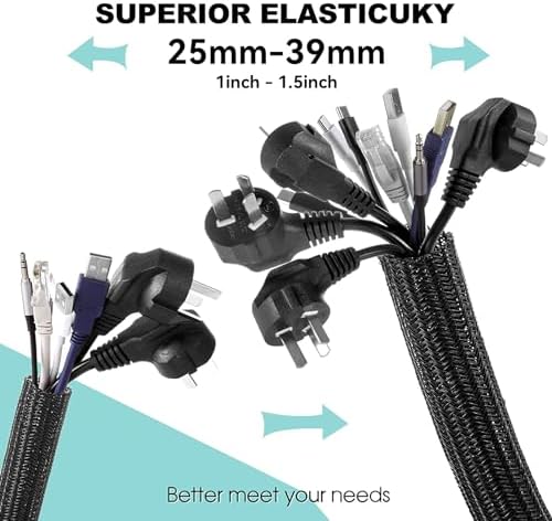 AGPTEK Cable Sleeve, 10ft - 1.5 inch Cable Management Cord Hider, Black