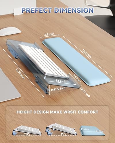 Adjustable Computer Keyboard Stand for Desktop, Keyboard Wrist Rest(Blue)
