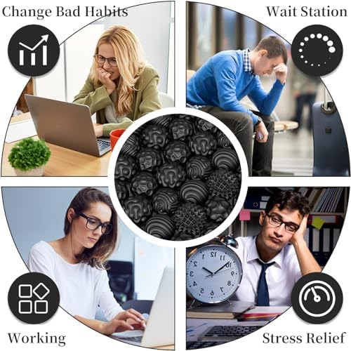 Silicone Magnetic Balls, Fidget Toys for Adults & Teens, 6PCS Stress Balls Fidget Toy, Quiet Magnet Desk Fidgets with Textured, ADHD Anxiety Relief Items, Fun Stocking Suffers Gifts (Black)