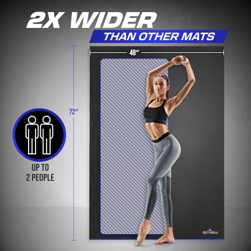 Sensu Large Exercise Mat – Extra Thick Non-Slip Workout Mat for Home Gym, Durable Shoe-Friendly Fitness Mat for Strength Training, Stretching, Cardio, and Balance Workouts (Multiple Sizes)