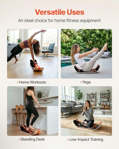 VEVOR Balance Board, Wobble Board Trainer for Adults, Premium Wooden Curved Balance Training Equipment, Compact & Lightweight for Core Workouts, Standing Desk Exercise, Home Gym, Yoga & More