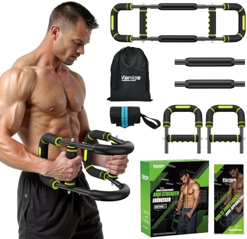 Twister Arm Trainer for Men, Chest Workout Equipment 5-Level Adjustable (40-130lb) with Ergonomic 27° Targets Biceps/Clip/Thigh, Portable Exerciser for Home Gym Travel Fitness