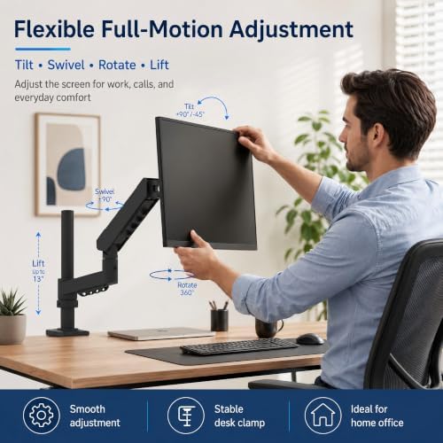Long Reach Monitor Arm, Single Arm Monitor Mount, 17-32 Inch, VESA