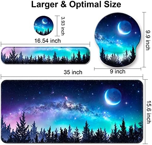 4 in 1 Mouse Pad Set with Wrist Rest for Keyboard,Desk Mat,Coaster-Forest