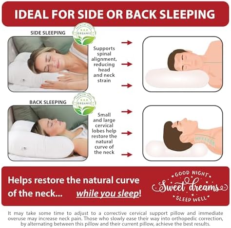 Tri-Core Natural Ergonomic Cervical Pillow for Neck Pain Mid SZ Gentle
