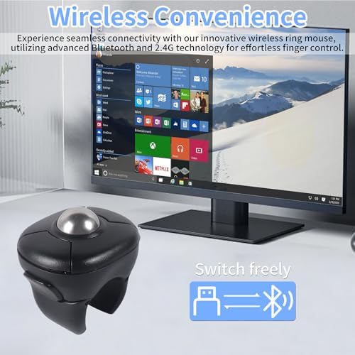 elec Space Wireless Ring Mouse - Creative Air Finger Trackball for Tablets & Phones, Bluetooth & 2.4G Connectivity, Ideal for Video Streaming, Remote Photography, and Music Control