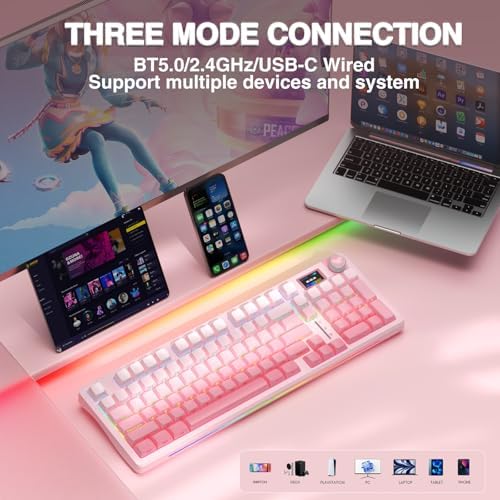 AULA S98 Pro Wireless Mechanical Gaming Keyboard with Screen, Knob, 96 Keys