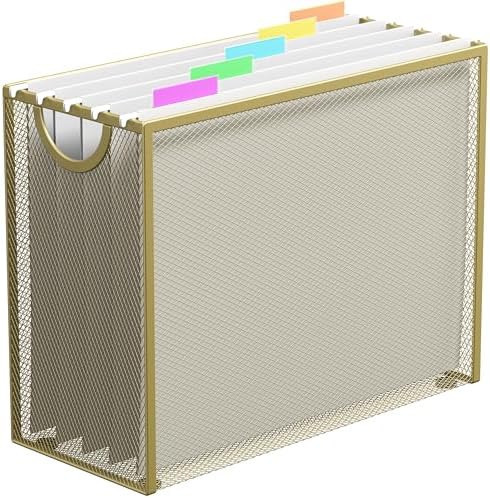 Letter-Size Hanging File Organizer with 5 Grey Holders(Gold)