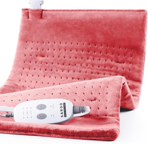 Massaging Weighted Heating Pad for Back Pain Relief,12"*24",Grapefruit Red