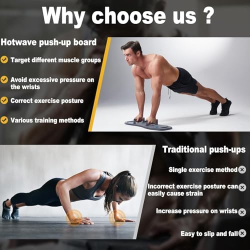 HOTWAVE Push Up Board, Portable Pushup Board for Men, Foldable Push Up Bar