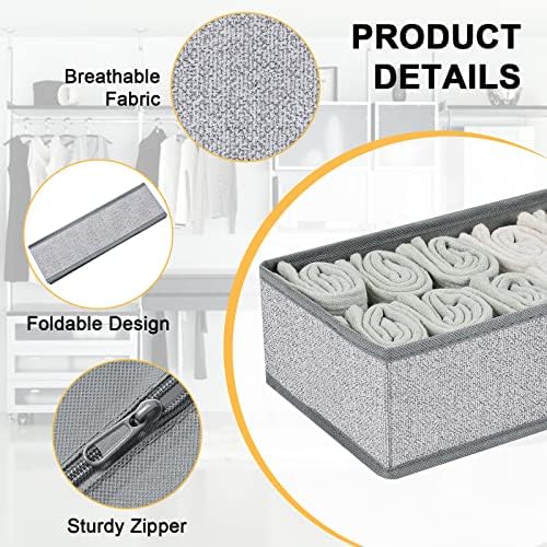 DIMJ Drawer Organizer Clothes, Dresser Organizer For Nursery, Bedroom, Closet, Baby Clothes Organizer and Storage, Foldable Fabric Drawer Dividers for Baby Socks, Belt, Tie (4 Pack, Blended)