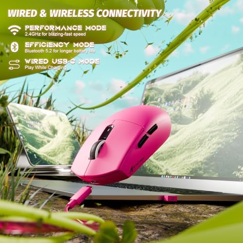 ATTACK SHARK G3 Wireless Gaming Mouse,Berry Red