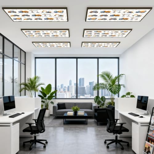 6 Pcs Fluorescent Light Covers for Ceiling Lights Truck tractor excavator Magnetic Light Filters Decorative for Classroom Office Hospital Home 4x2 Ft