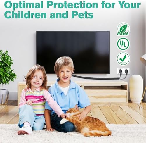 UOMTFAI Dog and Cat Cord Protector 10ft - 3/8inch, Flexible Cable Sleeve for Easy Cord Management, Protects Cables from Pets Chewing, Ideal for USB, Power, Audio and Video Cords - Black