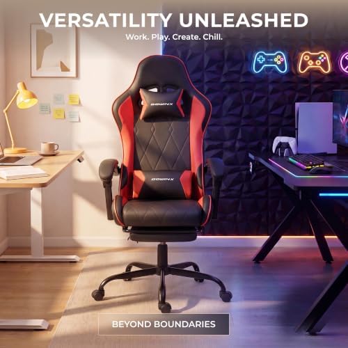 Dowinx Gaming Chair with Footrest, Ergonomic Office Chair, Red