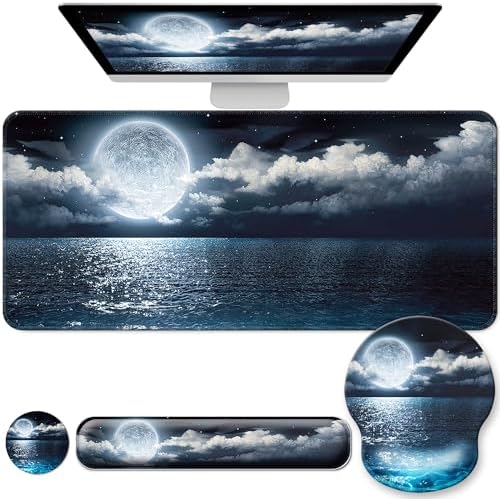 Desk Mat Set Keyboard and Mouse Pad with Wrist Rest Support