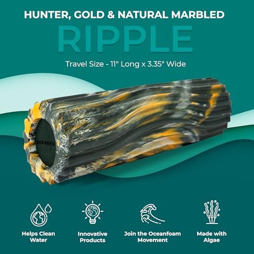 Oceanfoam Ripple Roller, Small Foam Roller (Hunter, Gold & Natural Marbled)