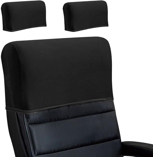 Stretch Office Chair Headrest Cover, Milk Silk Headrest Protector for Office Chairs, Head Rest Covers for High Back Computer Chairs, Furniture, Recliner Chair, 2 Pack, Black