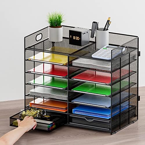 Marbrasse Literature Organizer, Paper Organizer Desk Organizers,Dark Black